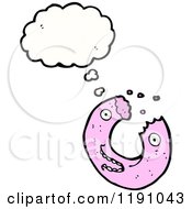 Cartoon Of A Pink Donut Thinking Royalty Free Vector Illustration