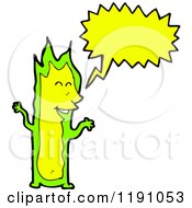 Cartoon Of A Green Flame Speaking Royalty Free Vector Illustration