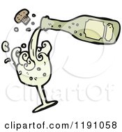 Cartoon Of A Champaign Bottle And Glass Royalty Free Vector Illustration by lineartestpilot