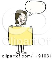 Cartoon Of A Naked Woman Behind A Towel Speaking Royalty Free Vector Illustration