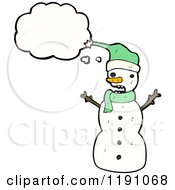 Cartoon Of A Snowman Thinking Royalty Free Vector Illustration