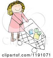 Poster, Art Print Of Mom Pushing A Shopping Cart