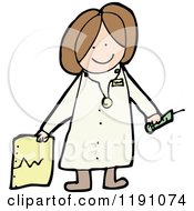 Cartoon Of A Sick Figure Nurse Royalty Free Vector Illustration by lineartestpilot