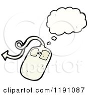 Cartoon Of A Computer Mouse Thinking Royalty Free Vector Illustration