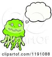 Cartoon Of A Jellyfish Thinking Royalty Free Vector Illustration by lineartestpilot