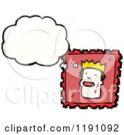 Cartoon Of A Postage Stamp With A King Thinking Royalty Free Vector Illustration