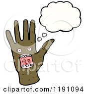 Cartoon Of A Hand With A Face Royalty Free Vector Illustration