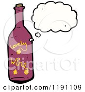 Cartoon Of A Wine Bottle Thinking Royalty Free Vector Illustration