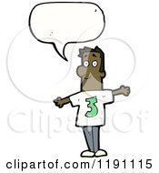 Cartoon Of A Black Man Wearing A Shirt With The Number 3 Royalty Free Vector Illustration