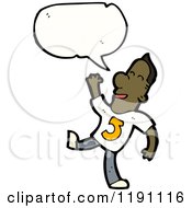 Cartoon Of A Black Man Wearing A Shirt With The Number 5 Royalty Free Vector Illustration by lineartestpilot