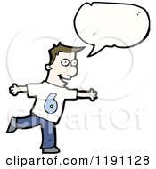Cartoon Of A Man Wearing A T Shirt With The Number 6 Speaking Royalty Free Vector Illustration