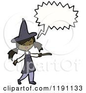 Cartoon Of A Black Girl Dressed As A Witch Speaking Royalty Free Vector Illustration
