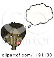 Cartoon Of An African American Girl Thinking Royalty Free Vector Illustration