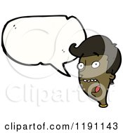 Cartoon Of A Black Boys Head Speaking Royalty Free Vector Illustration