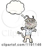 Cartoon Of A Noodle Head Monster Thinking Royalty Free Vector Illustration