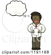 Cartoon Of An African American Man Reading And Thinking Royalty Free Vector Illustration