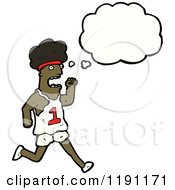 Cartoon Of A Running Black Man Thinking Royalty Free Vector Illustration