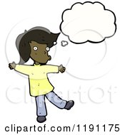 Cartoon Of A Black Boy Thinking Royalty Free Vector Illustration