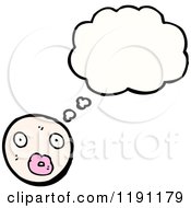 Cartoon Of A Pink Face Thinking Royalty Free Vector Illustration