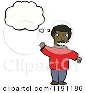 Cartoon Of A Black Boy Thinking Royalty Free Vector Illustration