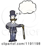 Poster, Art Print Of Man Wearing A Top Hat With A Cane Thinking