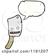 Cartoon Of A Meat Cleaver Speaking Royalty Free Vector Illustration by lineartestpilot