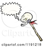 Cartoon Of A Skull On A Spear Speaking Royalty Free Vector Illustration by lineartestpilot