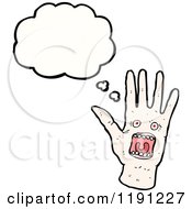 Cartoon Of A Hand With A Face On It Thinking Royalty Free Vector Illustration