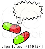 Cartoon Of Pills Speaking Royalty Free Vector Illustration by lineartestpilot