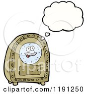Cartoon Of An Old Fashioned Clock Thinking Royalty Free Vector Illustration