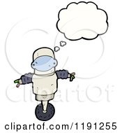Cartoon Of A Robot Thinking Royalty Free Vector Illustration