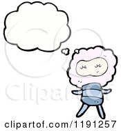 Cartoon Of A Cloud Person Thinking Royalty Free Vector Illustration