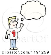 Cartoon Of A Man Wearing A Shirt With The Number 1 Thinking Royalty Free Vector Illustration