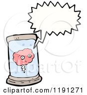 Cartoon Of A Brain In A Jar Speaking Royalty Free Vector Illustration