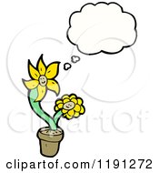 Poster, Art Print Of Yellow Flower In A Pot Thinking