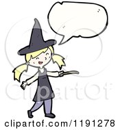 Cartoon Of A Girl Dressed In A Witch Costume Speaking Royalty Free Vector Illustration