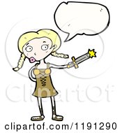 Cartoon Of A Viking Girl Speaking Royalty Free Vector Illustration
