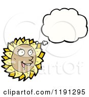Cartoon Of A Sunflower Thinking Royalty Free Vector Illustration