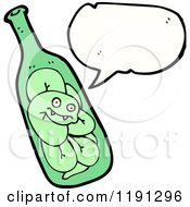 Cartoon Of A Tequila Bottle With A Worm Speaking Royalty Free Vector Illustration by lineartestpilot