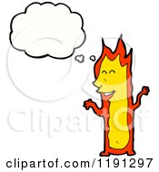 Cartoon Of A Flame Thinking Royalty Free Vector Illustration