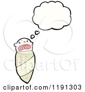 Cartoon Of A Baby In A Bunting Thinking Royalty Free Vector Illustration