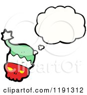 Cartoon Of A Skull Wearing A Santa Hat Royalty Free Vector Illustration