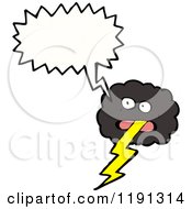Cartoon Of A Storm Cloud With Lightning Thinking Royalty Free Vector Illustration