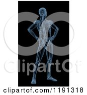 Clipart Of A 3d Male Skeleton With Skin On Black Royalty Free CGI Illustration