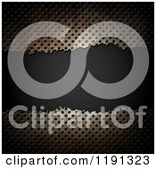 Clipart Of A 3d Background Of Broken Rusted Perforated Metal Over Carbon Fiber Royalty Free CGI Illustration by KJ Pargeter
