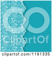 Clipart Of A Turquoise Background With Polka Dots And A Border Of Damask Royalty Free Vector Illustration