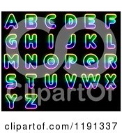 Clipart Of Gradient Neon Light Letters On Black Royalty Free CGI Illustration