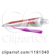 Clipart Of A Purple Toothbrush And Tube Of Paste Royalty Free Vector Illustration