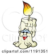 Cartoon Of A Happy Melting Wax Candle With A Flame Royalty Free Vector Clipart by dero