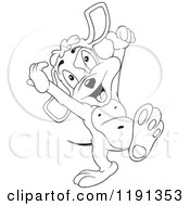 Cartoon Of A Happy Dog Line Art Royalty Free Vector Clipart